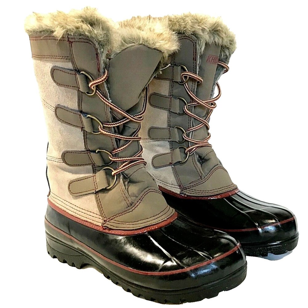 Khombu Suede Duck Boots North Star Leather Shearling Lined 7 Tan Snow Winter